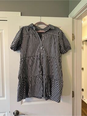 Abercrombie & Fitch Black and White Gingham Button-Front Shirt Dress NWOT